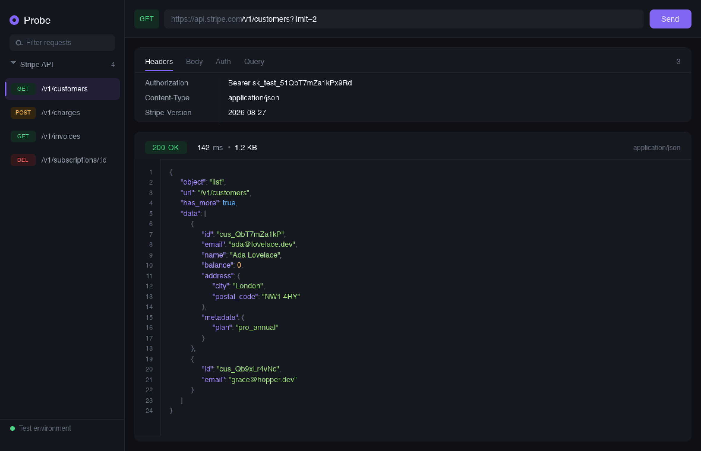 Probe, an API client made with Krate