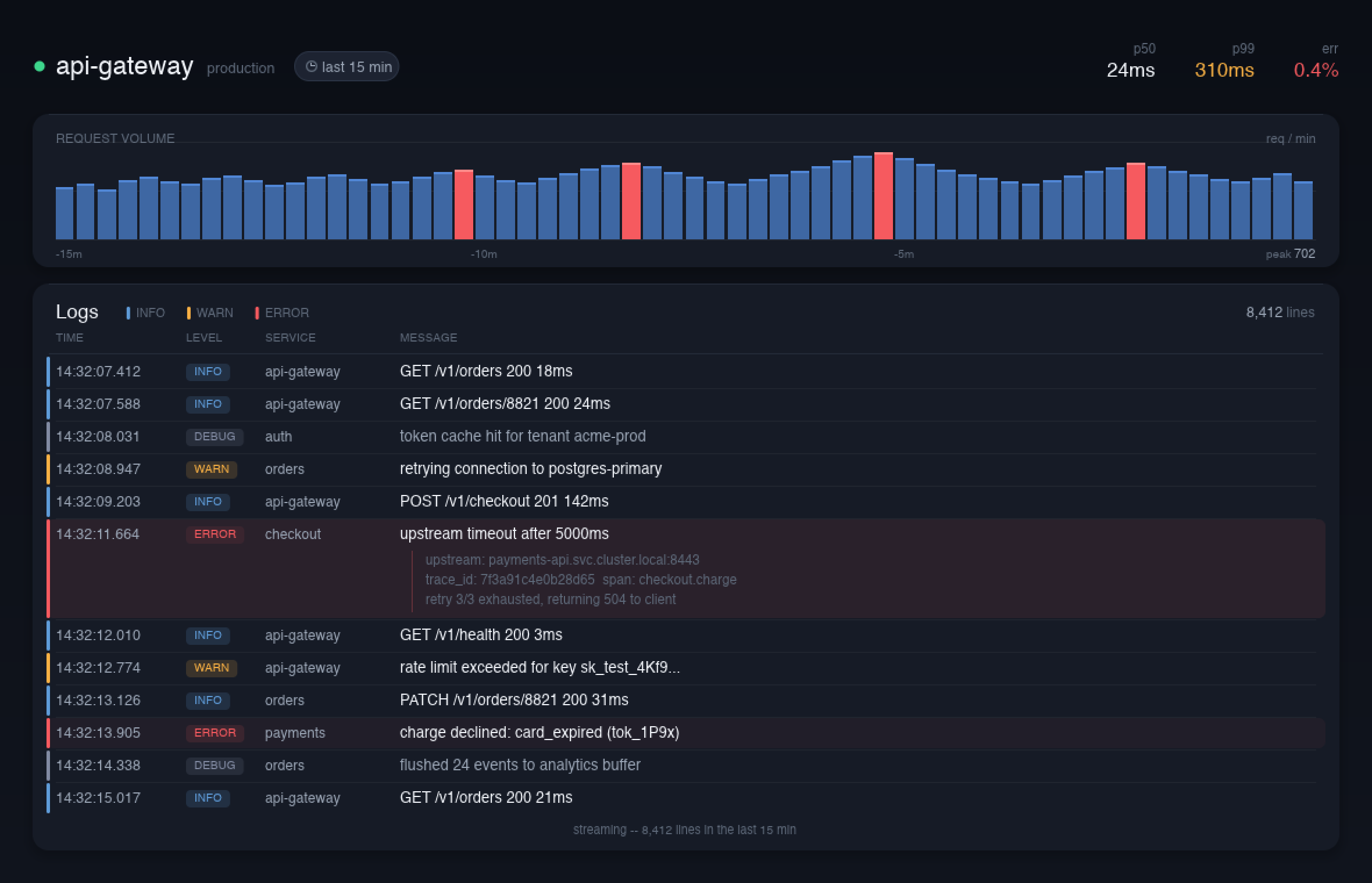 Trace, a log viewer made with Krate